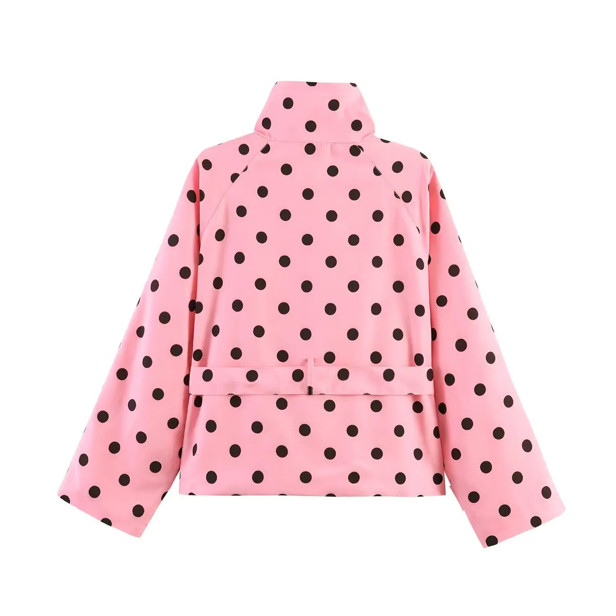 Polka Dot Double Breasted Belted Chic Jacket for Women
