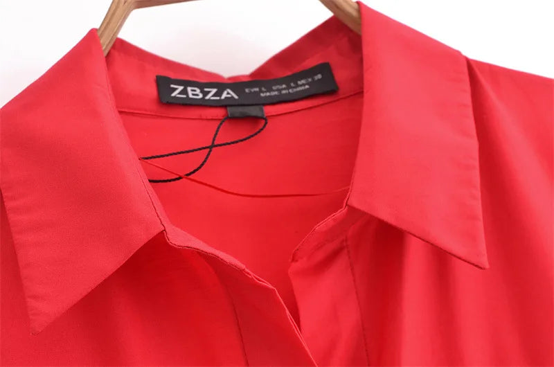 Lapel Casual Pockets Short Sleeve Shirt Dress for Women