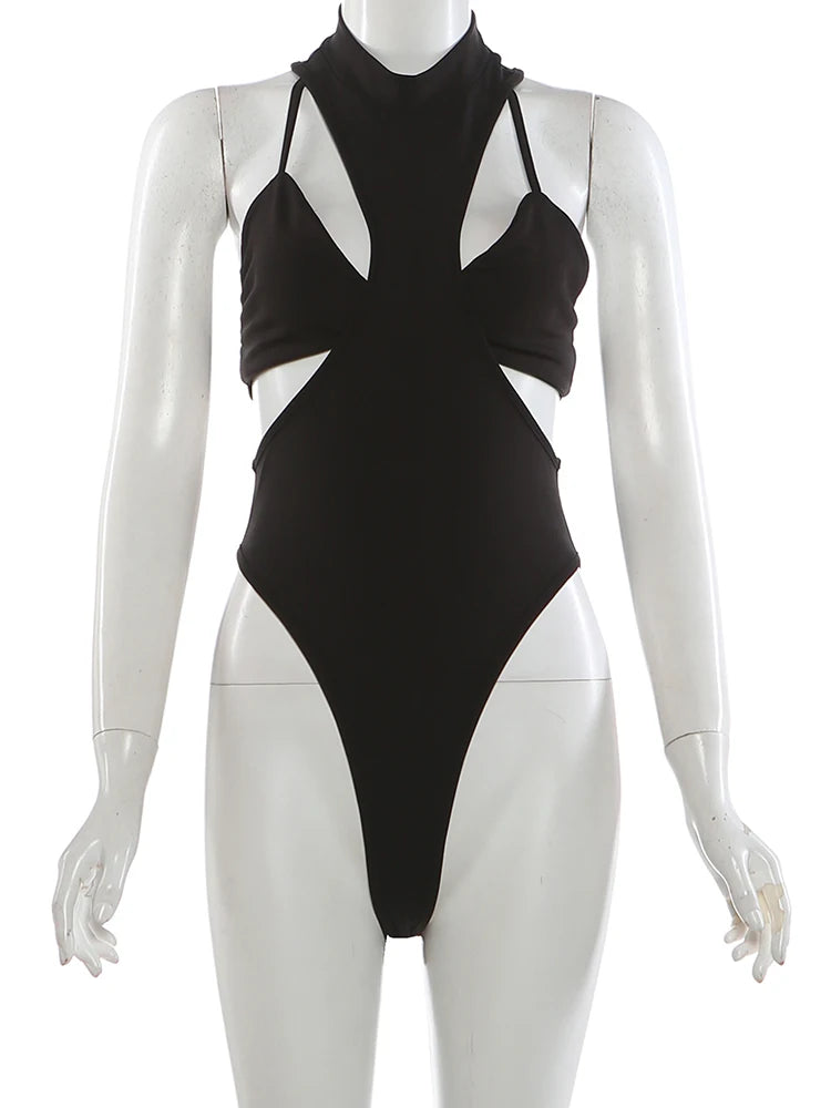 High Stretch Hollow Out Backless Bodysuit for Women
