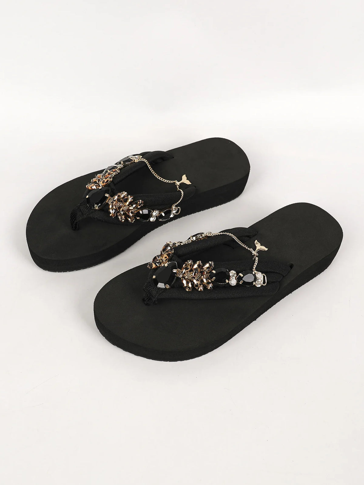 Crystal Accent Clip Toe Casual Summer Sandals For Women