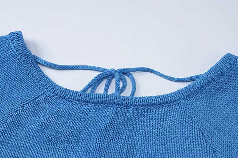 2025 Women Ins Style Sexy Backless Neck-hanging Long Sleeve Fishtail Dress Knit Beachwear Summer Swimsuit Bikini Cover-ups A2825