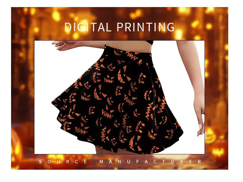 Gothic Skeleton Print Two Piece Costume Set for Women