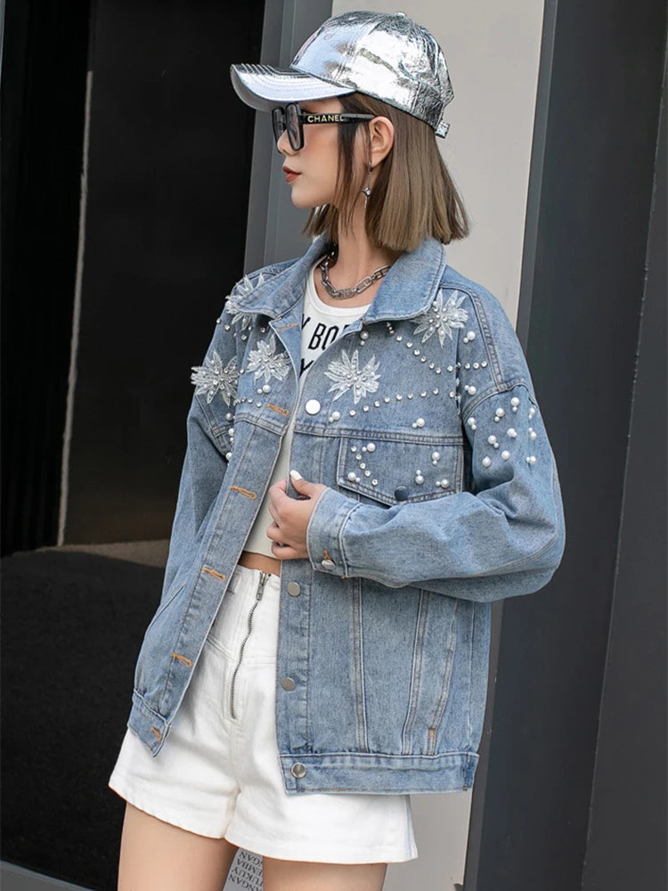 Y2K Beaded Denim Jacket