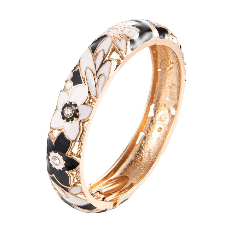 Elegant Double Enamel Cloisonne Bangle Set for Women