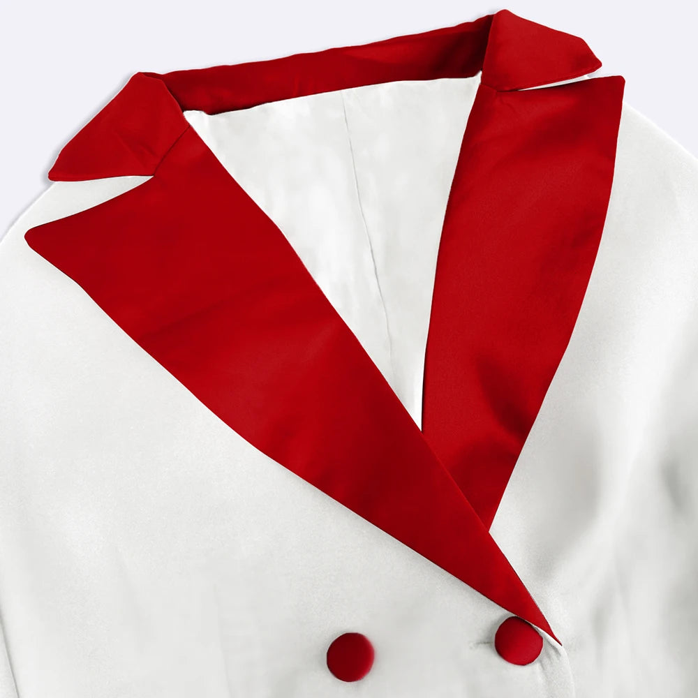 Elegant Contrast Lapel Double Breasted Suit Jacket For Women