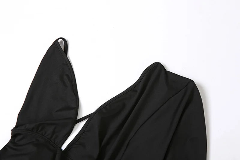 Cryptographic Fashion Draped Deep V Sexy Backless Maxi Dresses Party Club Women Elegant One Shoulder Gown Slip Dresses Ruched