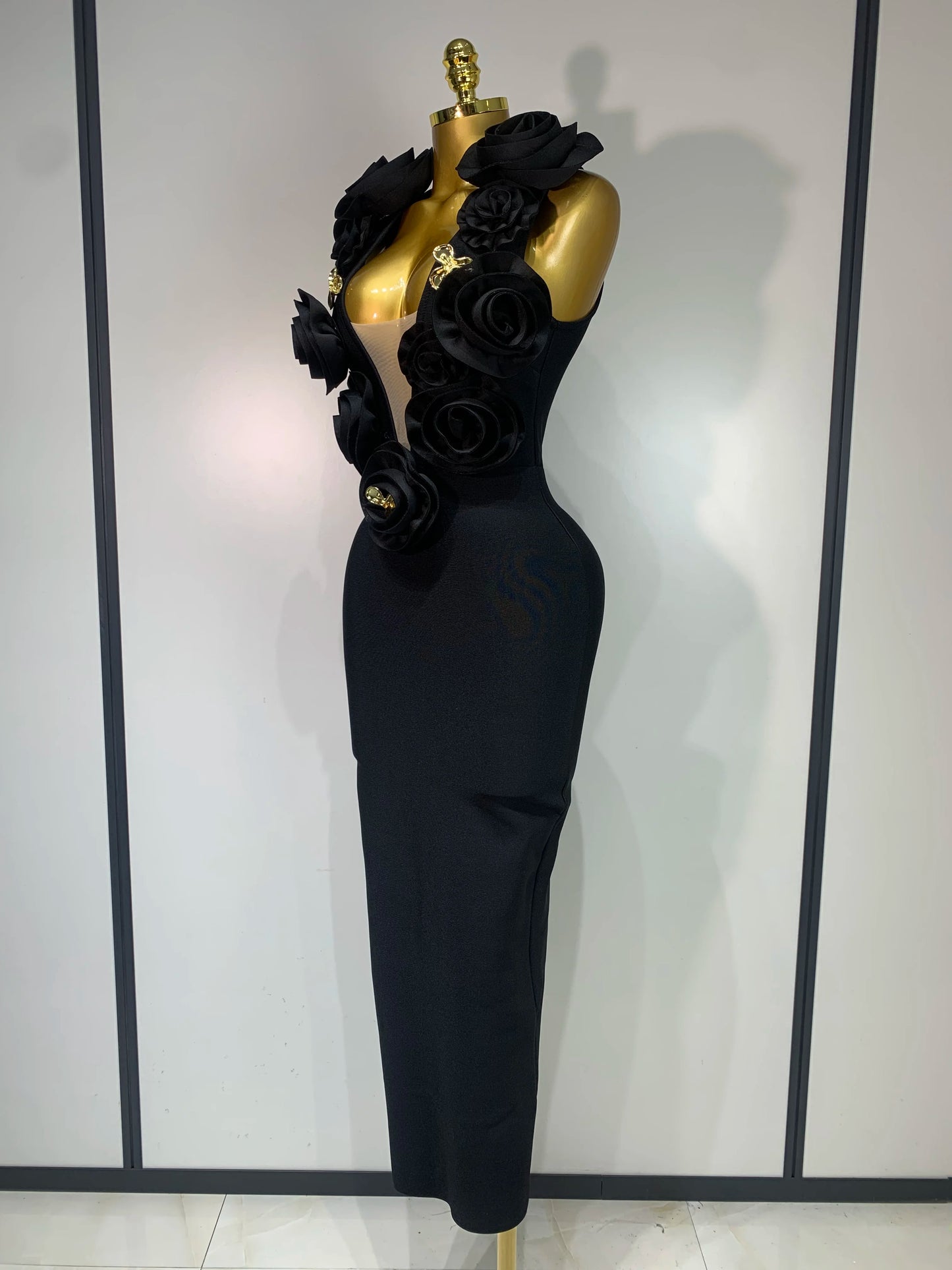 2025 New Fashion 3D Flower Sleeveless Bodycon Bandage Dress Women Celebrity Elegant Party Club Luxury Birthday Dress Vestidos ﻿