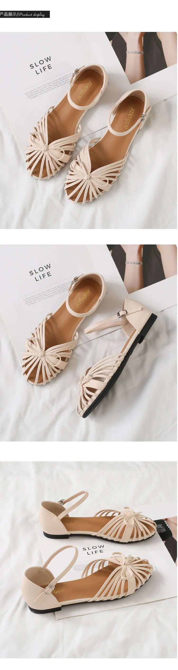 One Strap Hollow Out Sandals With Bow Detail For Women