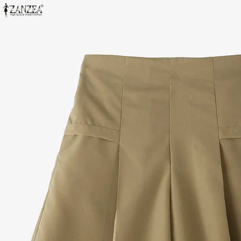 Casual Wide Leg Cropped Trousers With Elastic Waist for Women