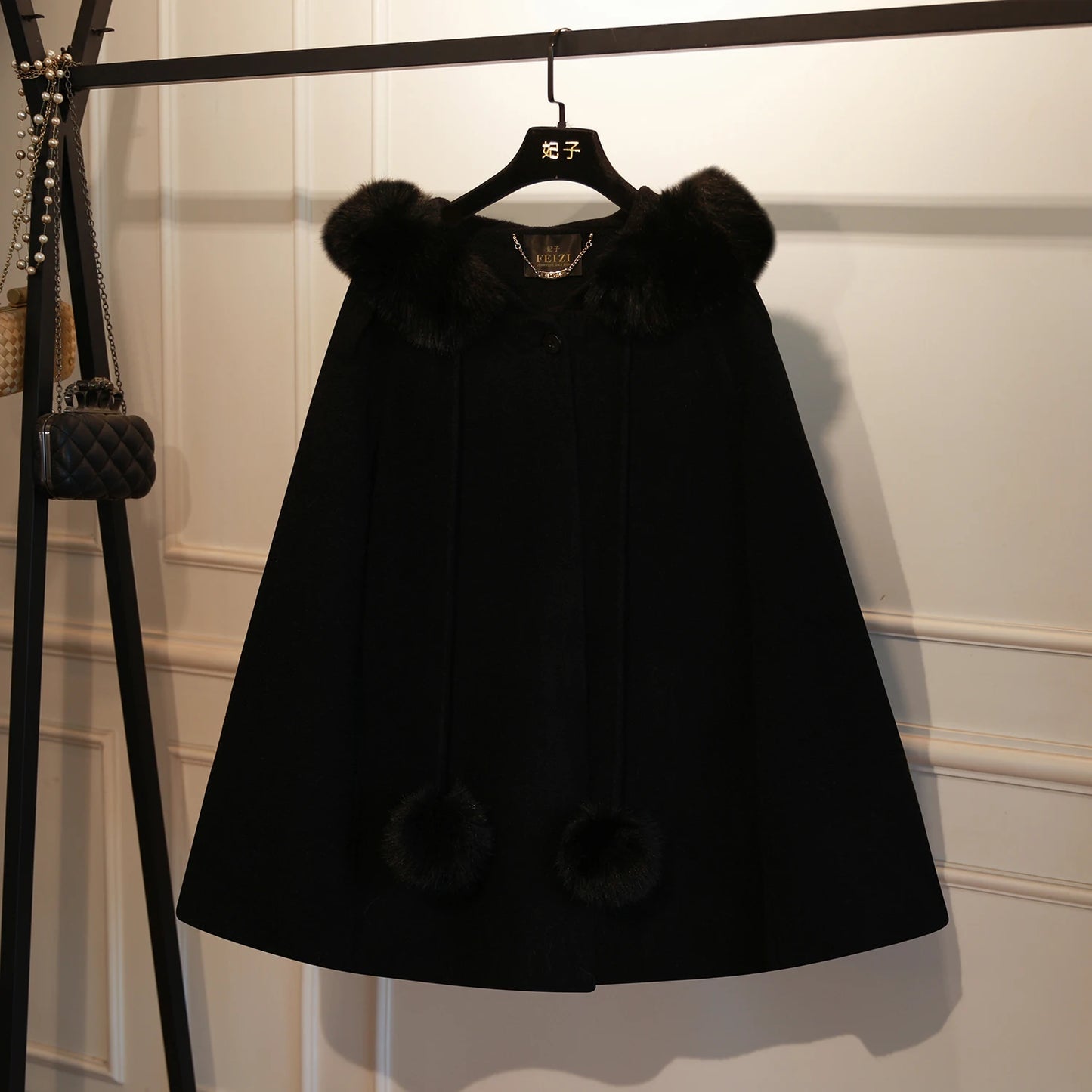 Heavy Elegant Cape Wool Coat for Women 2025 Autumn Winter New Korean Fashion Slimming Shawl Women's Woolen Coat
