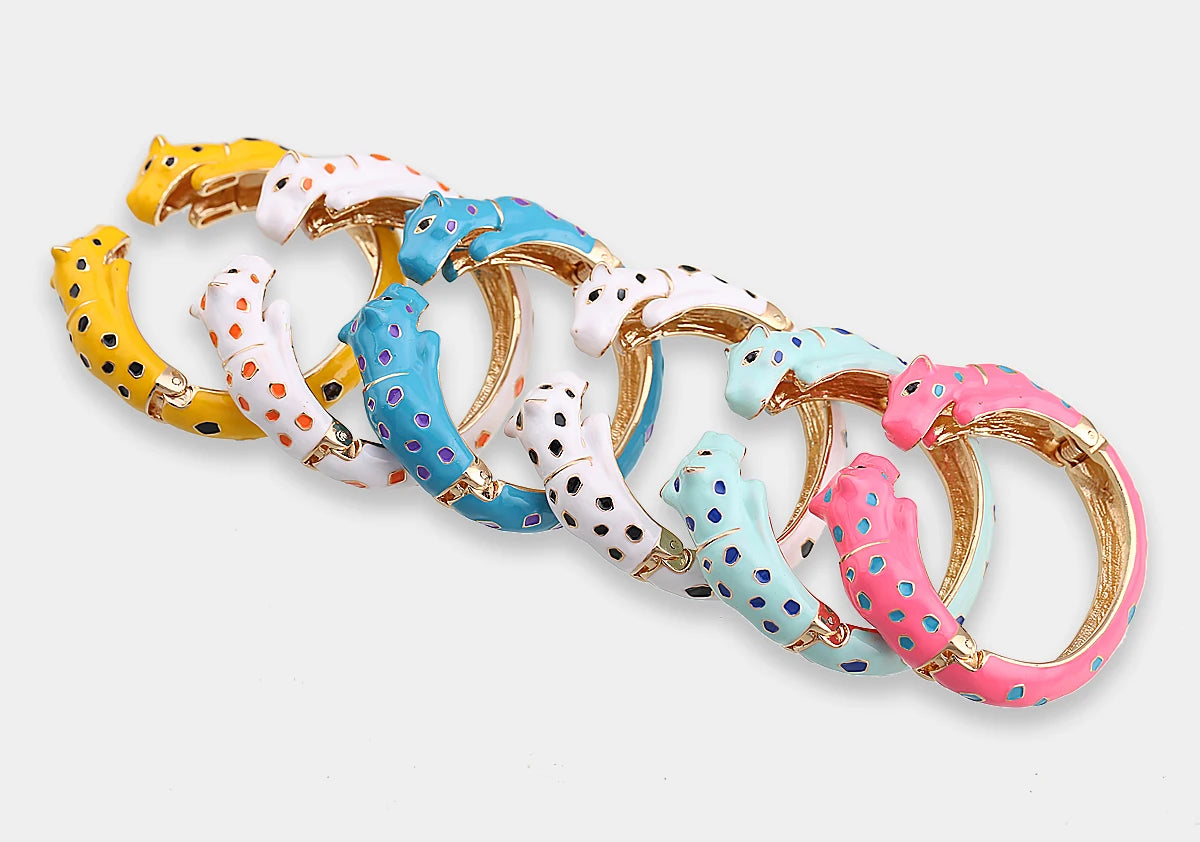Fashion Colorful Double Leopard Cuff Bracelet for Women