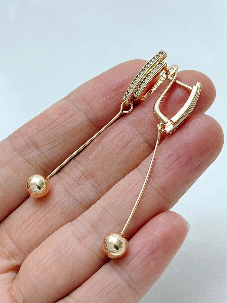 Glossy Zircon Ball Drop Earrings