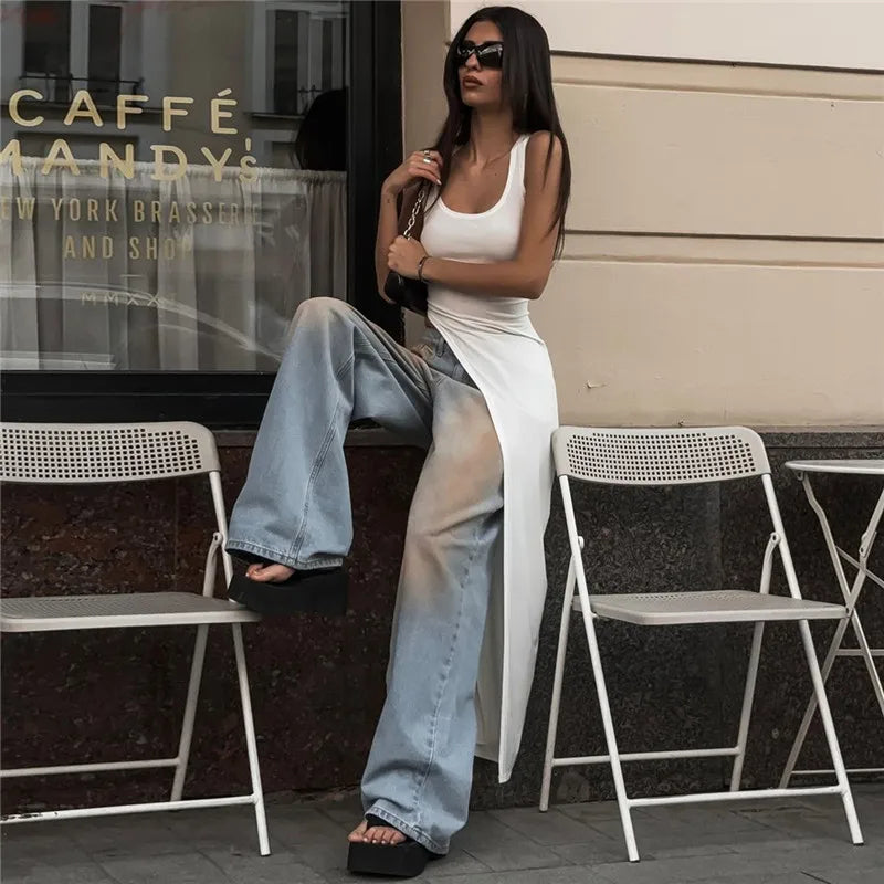Elegant Asymmetrical High Slit Maxi Dress for Women