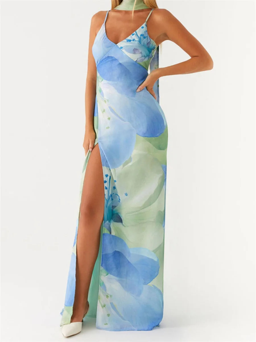 Stand Out in Style with Our Multi-color Halter Print Dress - Available in S, M, L, XL