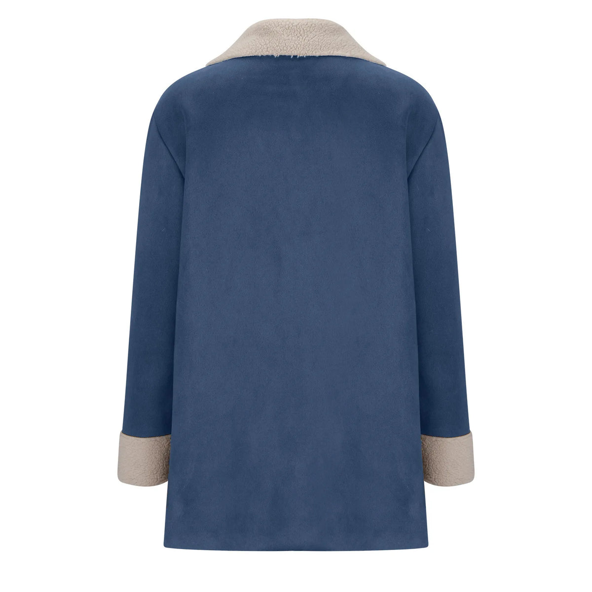 Warm Fleece Lined Suede Coat With Notch Lapel for Women