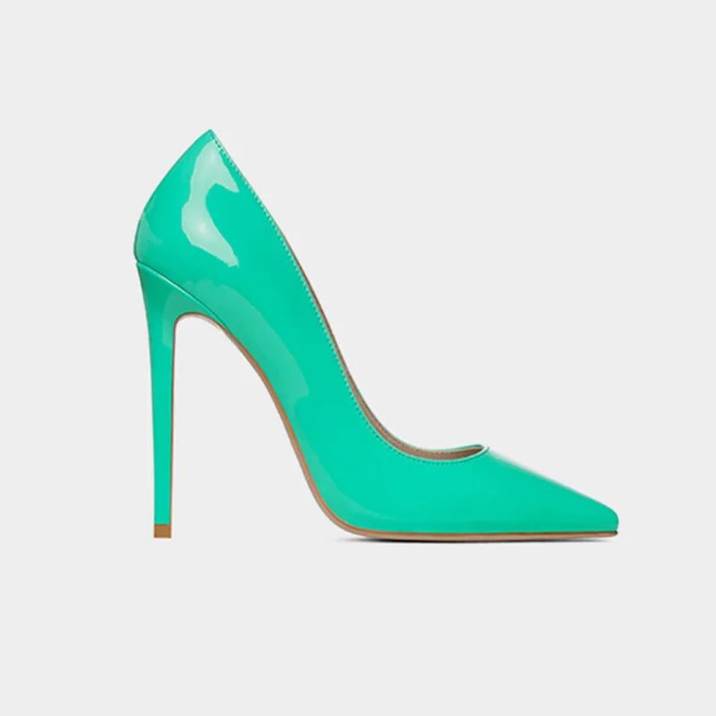 Solid Color Patent Leather Stiletto High Heel Shoes For Women