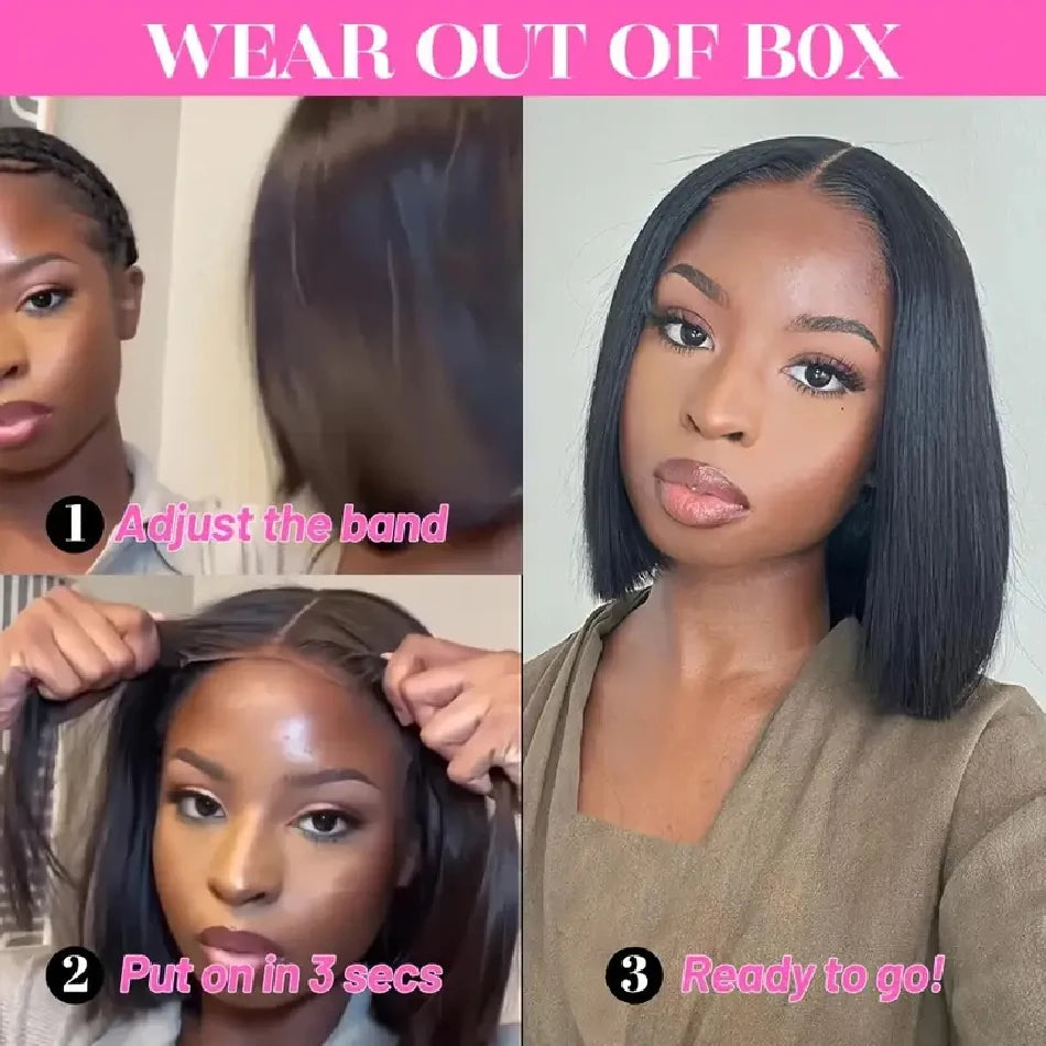 Straight Human Hair Lace Front Bob Wig For Women