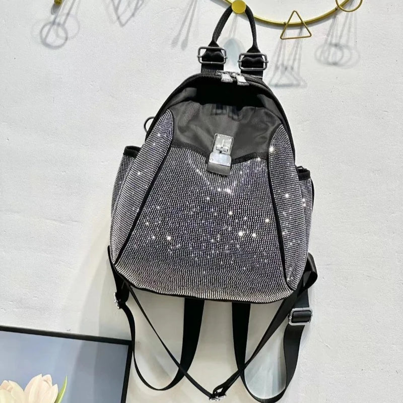 New Diamond-encrusted Backpack Fashionable Women’s Diamond-encrusted Backpack Fashionable Diamond-encrusted Shiny Backpack