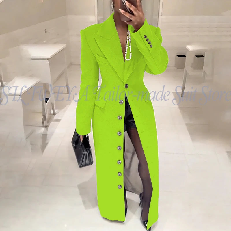 Elegant Slim Fit Blazer With Notched Collar For Women
