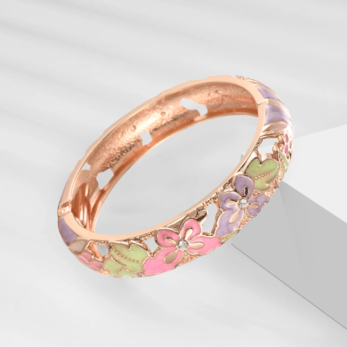 Purple Cloisonne Enamel Bangle Bracelet