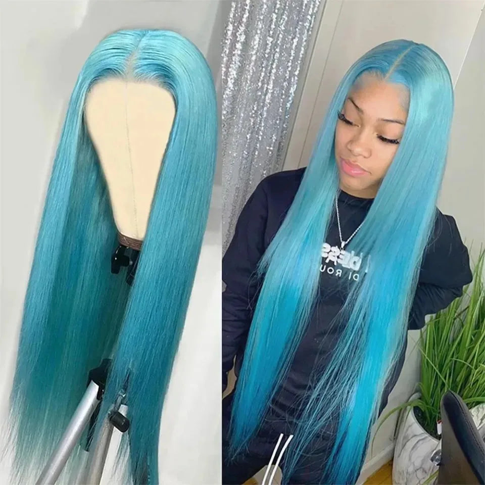 Grey Straight Lace Front Wig With Preplucked Hair for Women