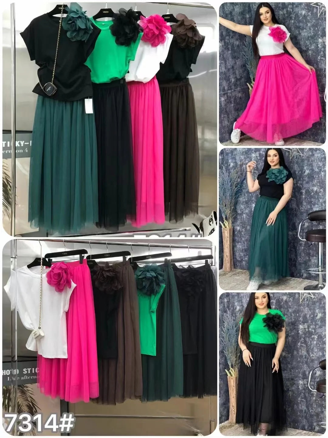 Floral Stitch Summer Two Piece Dress Set for Women