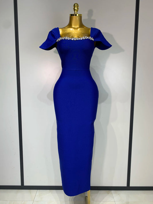 Beaded Bandage Detailing Evening Dress