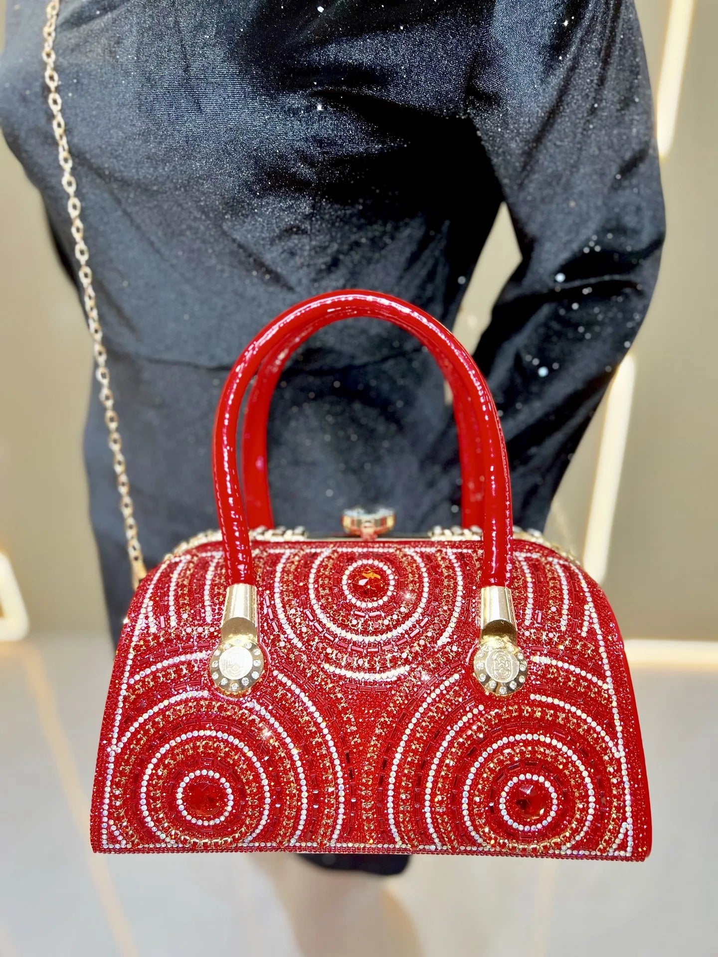 New Dinner Handbag Luxury Brand Diamond-encrusted Sparkling Dinner Party Handbag Fashion Trend Women's Shoulder Crossbody Bag