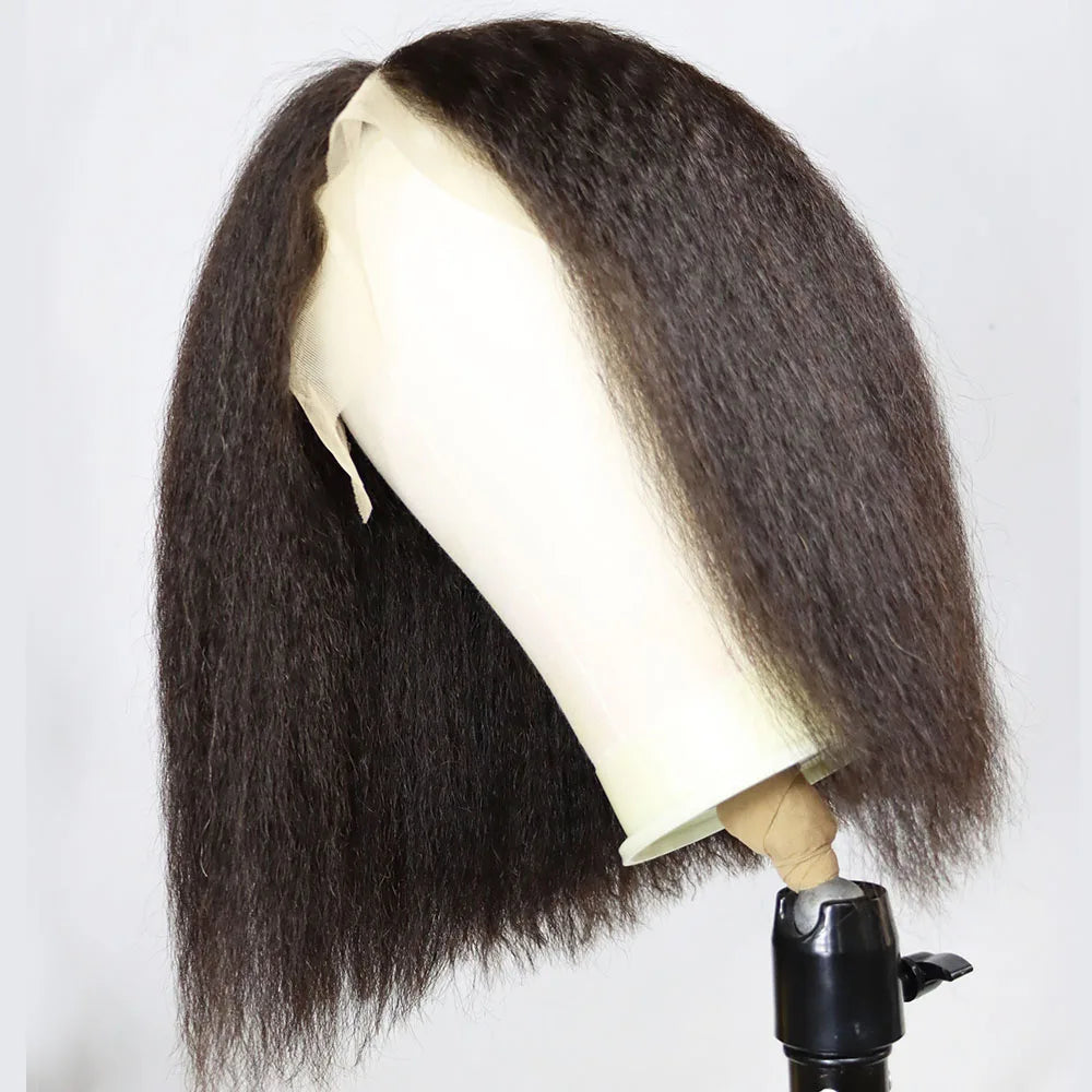 Kinky Straight Brazilian Human Hair Lace Front Bob Wig for Women