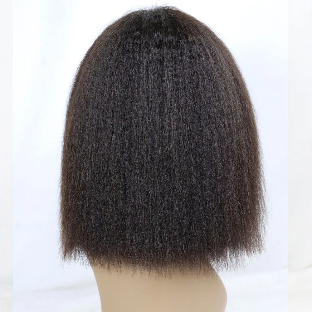 Kinky Straight Brazilian Human Hair Lace Front Bob Wig for Women