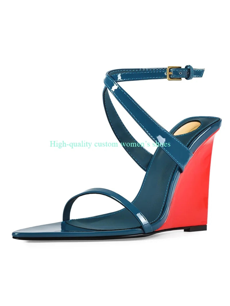 French Style Open Toe Thin Straps Wedges Sandals for Women