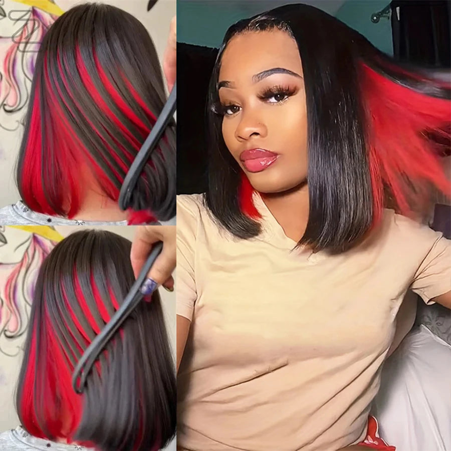 Short Straight Ombre Pink Synthetic Bob Wig For Women