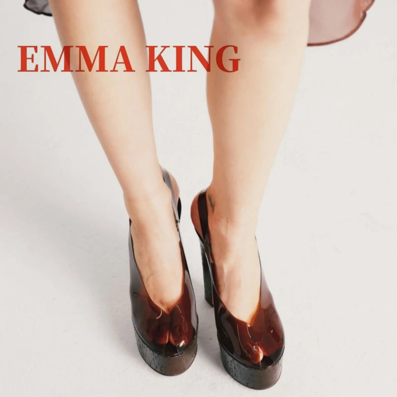 Clear Pvc Platform Slingback Peep Toe Sandals for Women