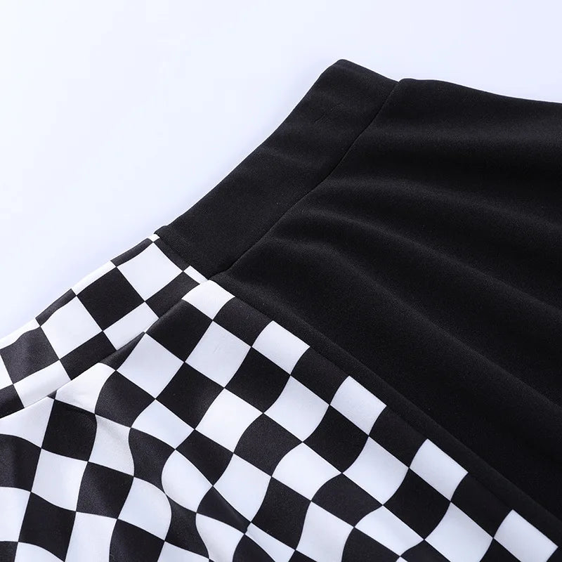 Houndstooth Mosaic Patchwork Skirt
