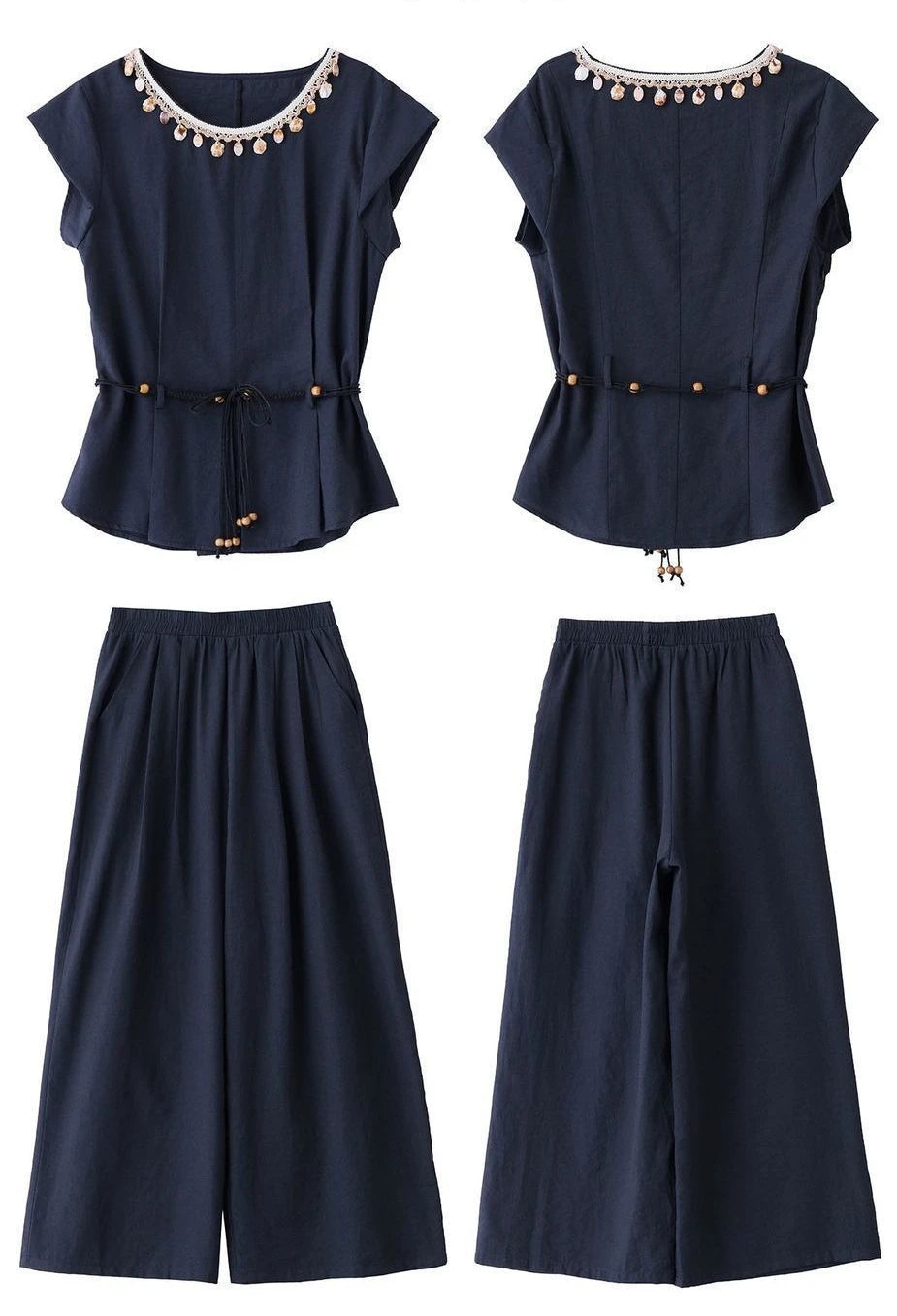 Women's Summer Wide Leg Pants Set 2026 New Arrival Elegant High End 2 Piece Outfit for Casual Chic Look Trending Fashion