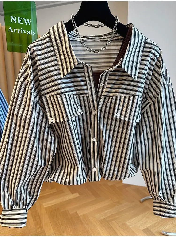 Loose Striped Spliced Lightweight Polyester Tank Top for Women