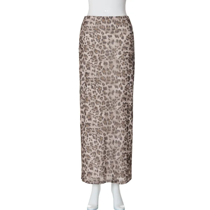 Elegant High Waisted Leopard Print Slim Skirt for Women