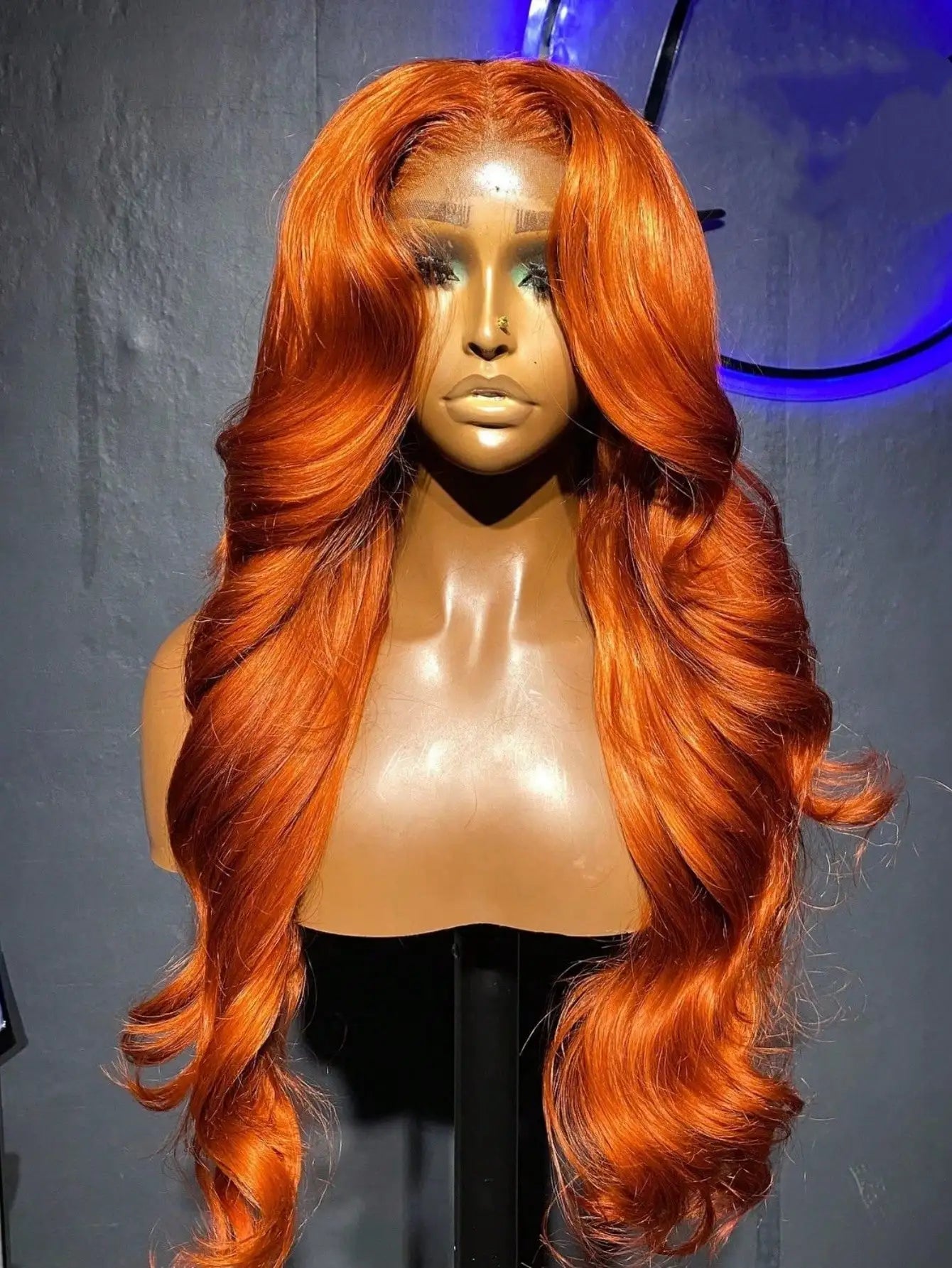 Ginger Orange Body Wave Human Hair Lace Front Wig For Women