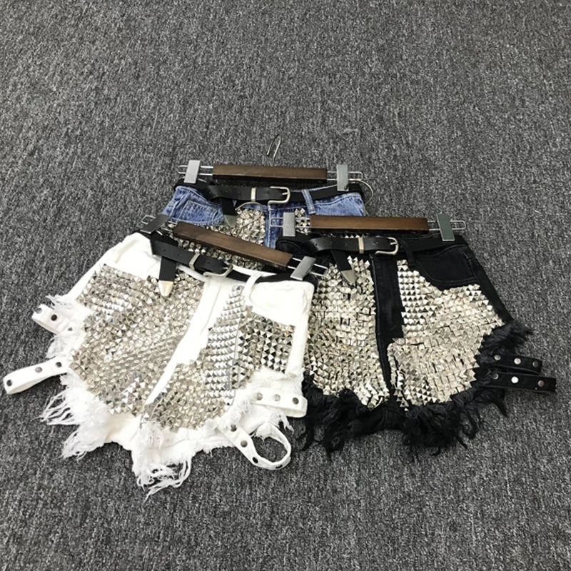 Relaxed Fit High Waisted Denim Shorts With Tassel Accents For Women