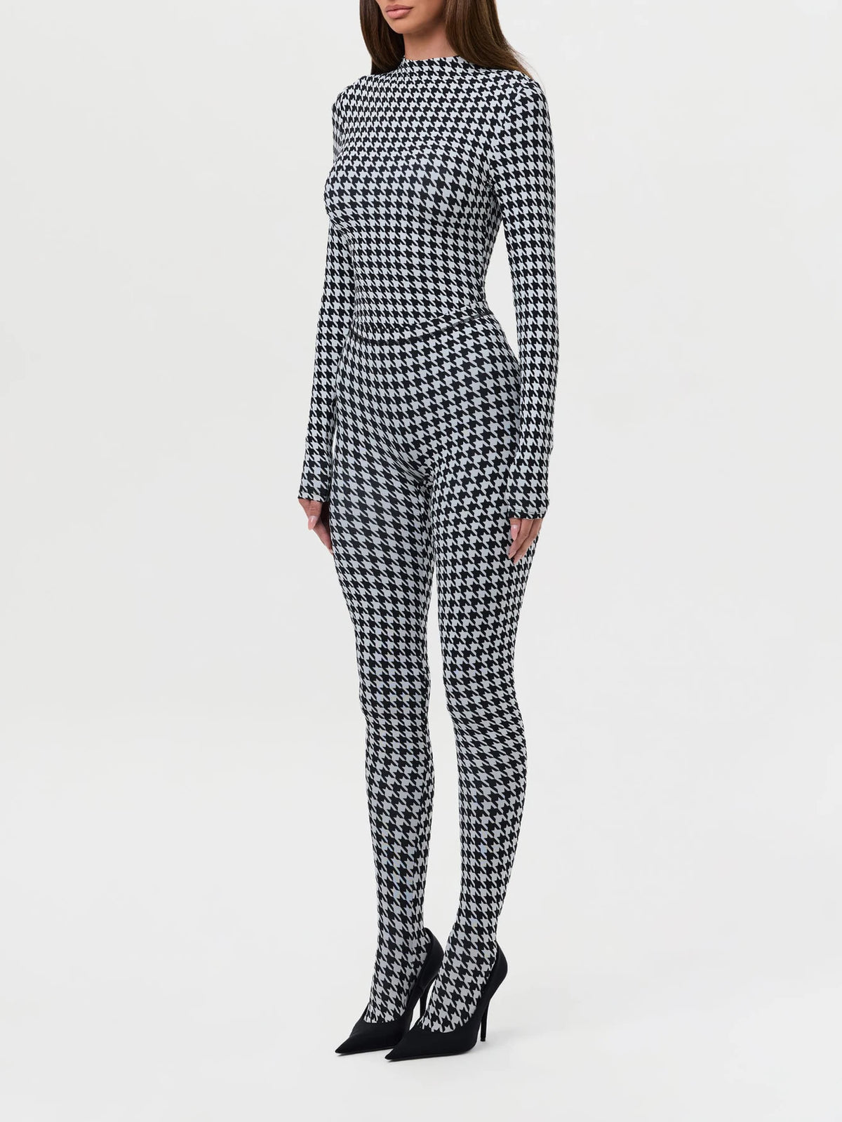 Printed High Neck Long Sleeve Slim Fit Jumpsuit for Women