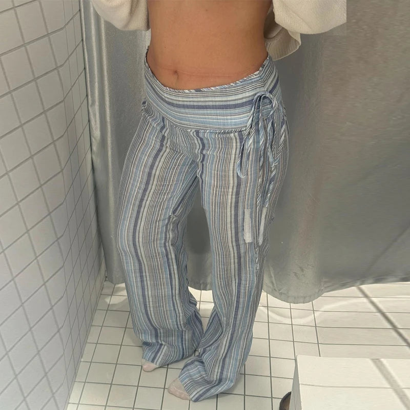 Color Block Rainbow Stripe Wide Leg Jeans for Women