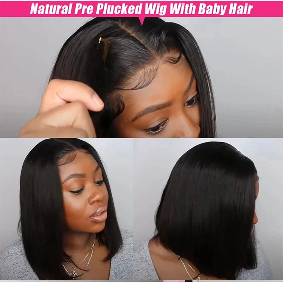Short Bone Straight Malaysian Human Hair Bob Wig for Women