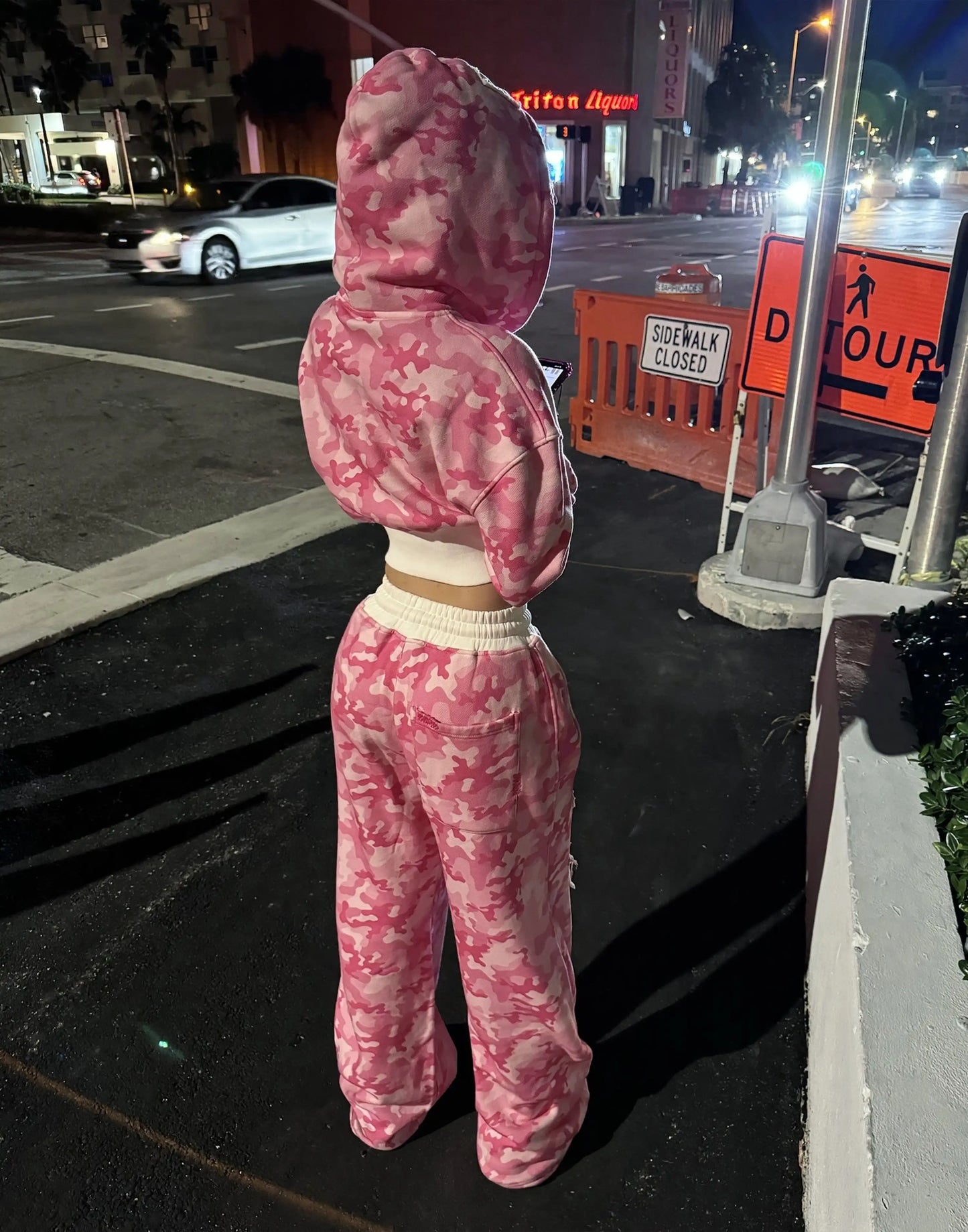 Gothic Women Camouflage Tie Dye Hoodie Sweatpant Y2K Clothes Letter Embroidery Retro Oversized Cropp Sweatshirt Casual Pants Set