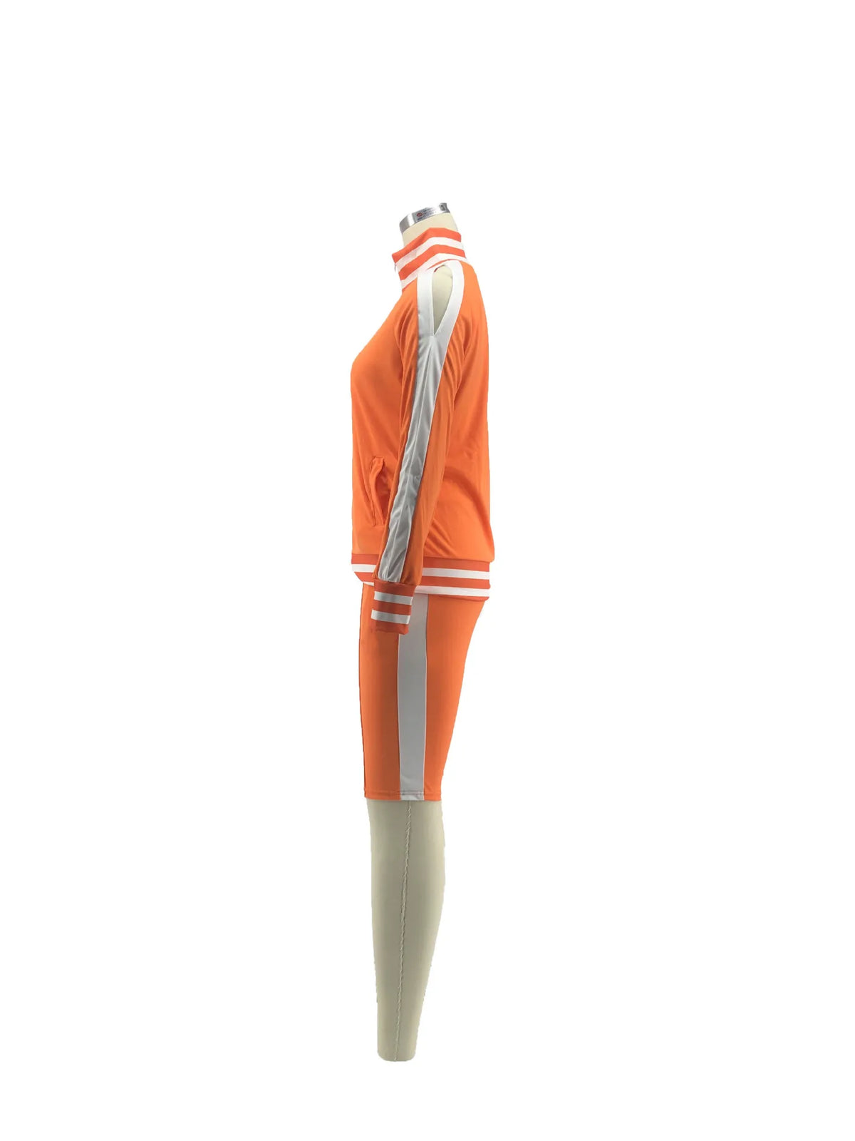 Casual Cold Shoulder Zipper Tracksuit Set for Women