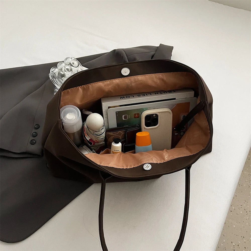 Luxurious Faux Suede Pure Color Retro Shoulder Tote Bag for Women