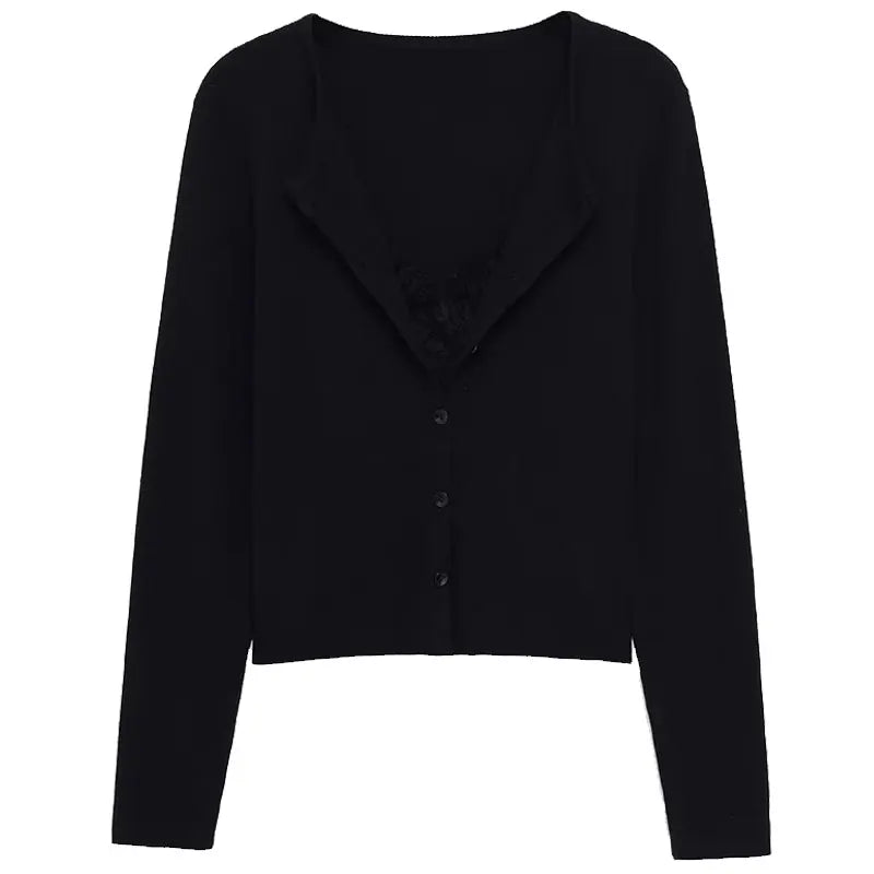 Slim Lace Knit Cardigan With V Neck Lightweight for Women