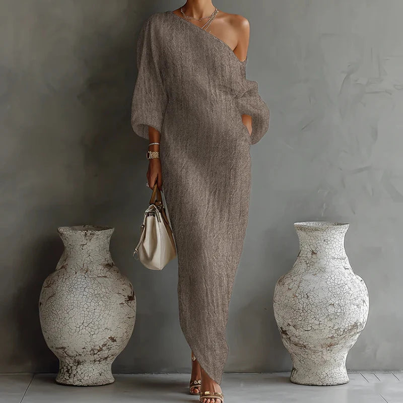 Elegant Long Sleeve Patchwork Maxi Dress for Women