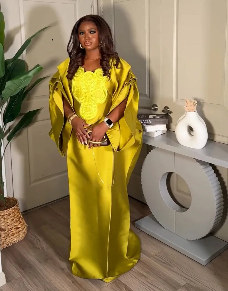 Elegant Pleated African Dress