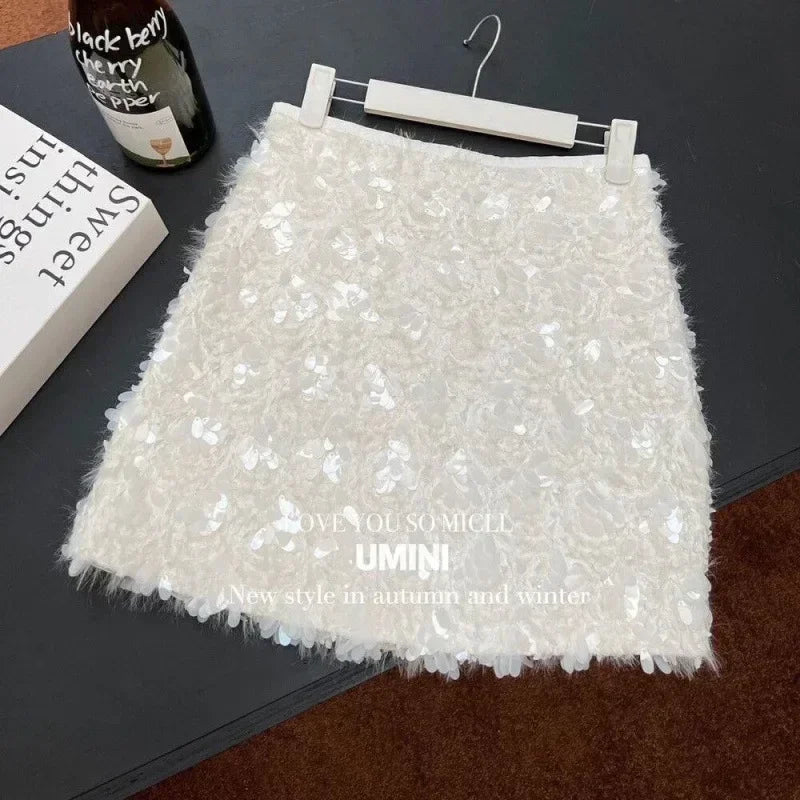 Wrapped Hip Sequin Mini Skirt