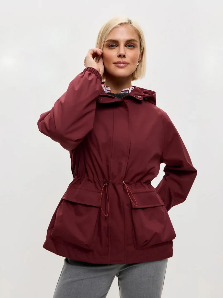 Hooded Hardshell Jacket With Pockets And Zipper for Women